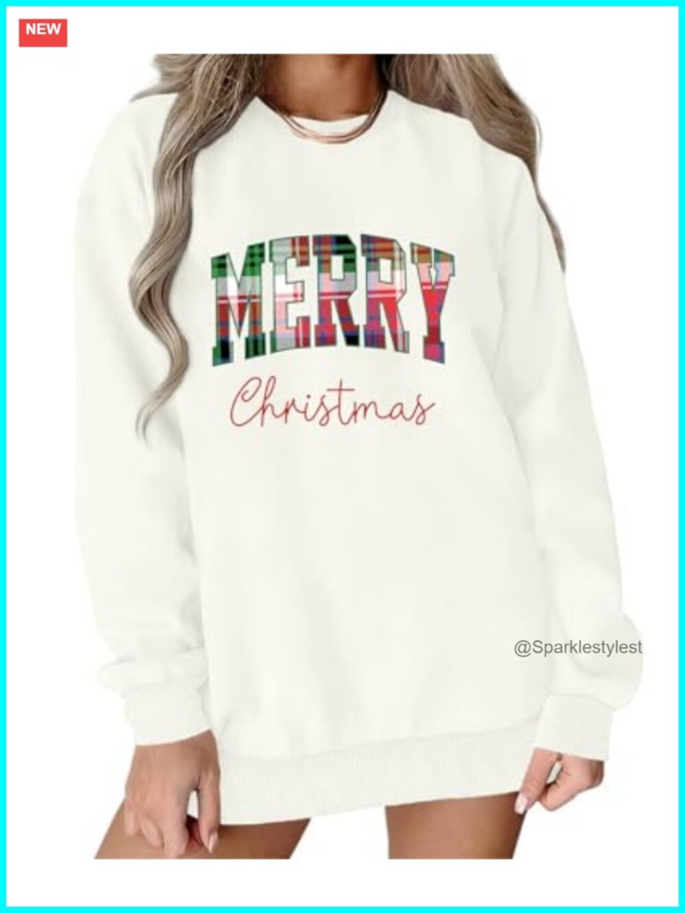 Christmas Plaid Letter Print Long Sleeve Pullover Sweatshirt